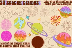 Groovy Procreate Stamp Brush Set