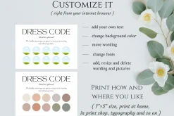 Guest dress code card, Party attire