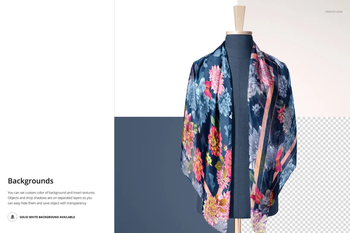 Habotai Silk Scarf Mannequin Mockup