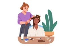 Hairdressers & makeup artist at work