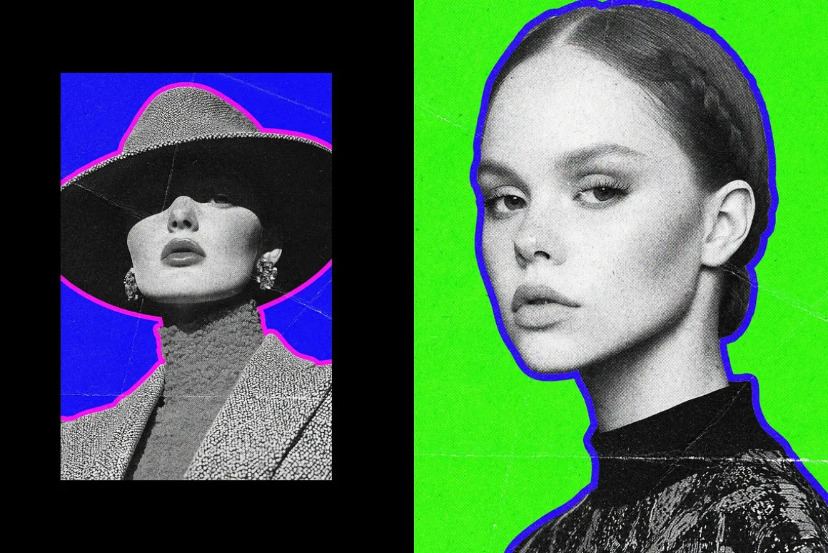 Halftone Outline Photo Effect
