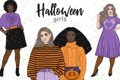 Halloween Bright Girls Clipart
