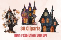 Halloween House Mixed Media Clipart