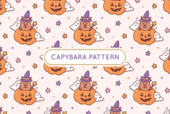 Halloween capybara & ghosts Pattern