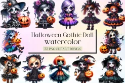 Halloween Gothic Doll Clipart