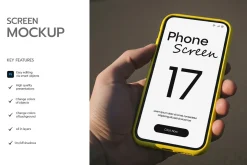 Hand Holding Smartphone Screen Mock