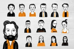 Hand drawn diverse faces
