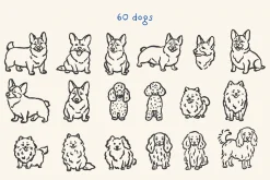 85 Hand-Drawn Dogs Procreate Stamps