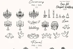 Hand Drawn Elegant Wedding 150+ SVG