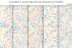 Hand drawn seamless color patterns.
