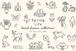 Hand Drawn Spring Illustration set