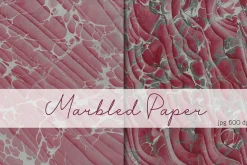 2 Hand Marbled Papers "Moire"
