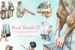 Hand-painted Book Reader II Clipart