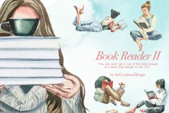 Hand-painted Book Reader II Clipart