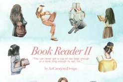 Hand-painted Book Reader II Clipart