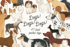 47 Hand Painted Dogs