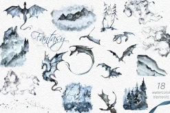 Hand-Painted Fantasy Clipart Set