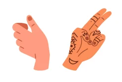 Hands of diverse people set