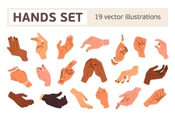 Hands of diverse people set