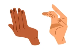 Hands of diverse people set