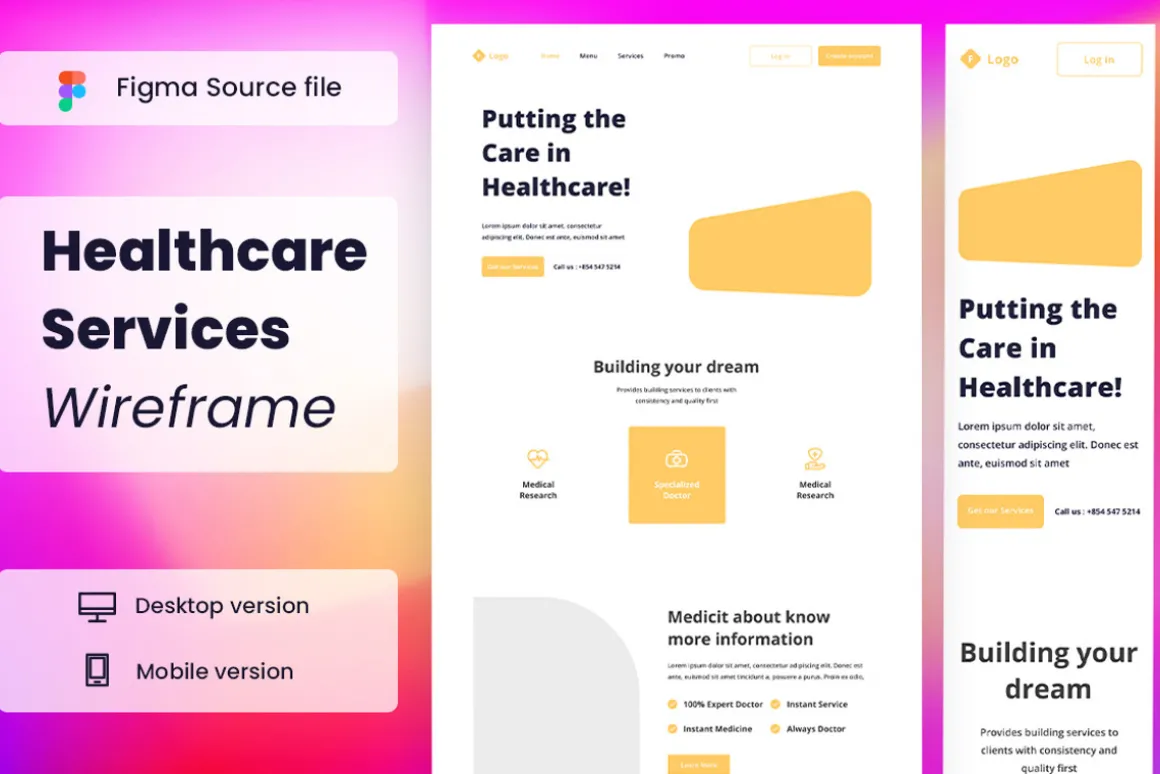 Healthcare Wireframe Website Vol. 04