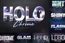 Holographic Text Logo Effects Bundle