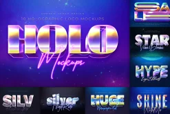 Holographic Text Logo Effects Bundle