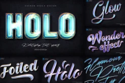 Holographic Text Logo Effects Bundle