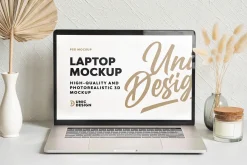 Home Office Concept Laptop Mockup
