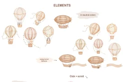 Hot Air Balloon Baby Animal Clipart