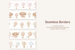 Hot Air Balloon Baby Animal Clipart