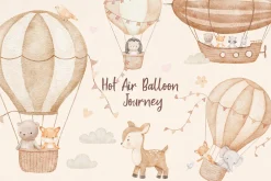 Hot Air Balloon Baby Animal Clipart