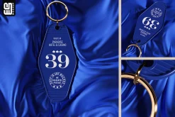 Hotel Keychain on Wavy Fabric Mockup