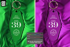 Hotel Keychain on Wavy Fabric Mockup