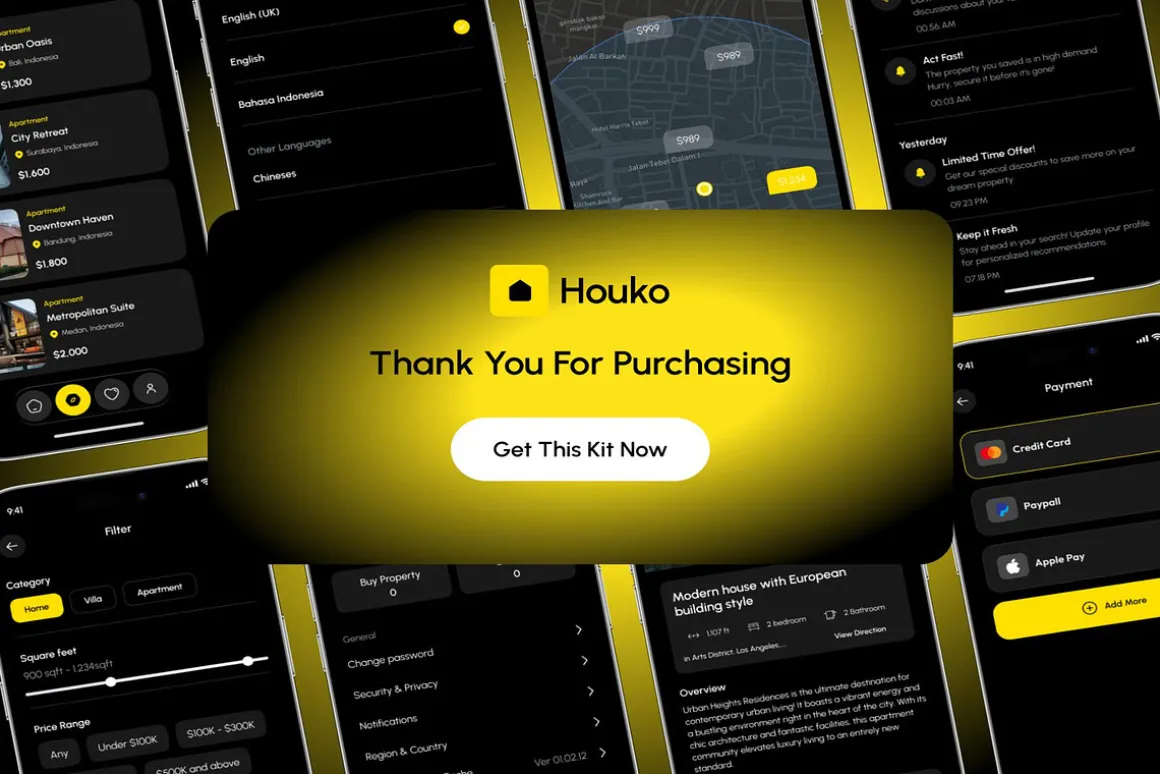 Houko Real Estate Mobile App UI Kit