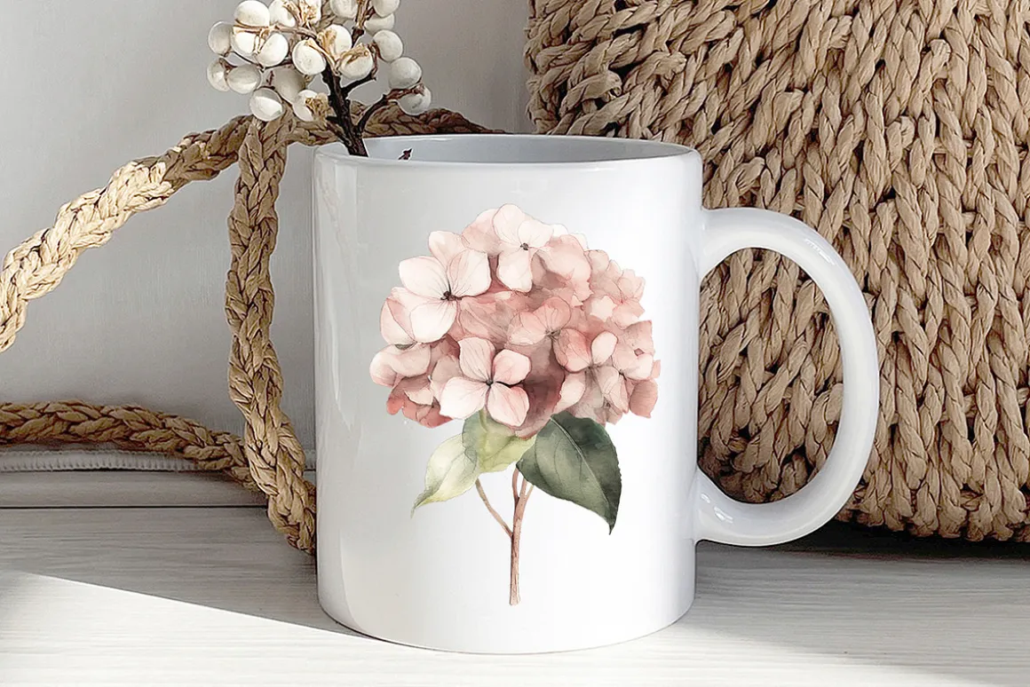 Hydrangea clipart, Watercolor floral