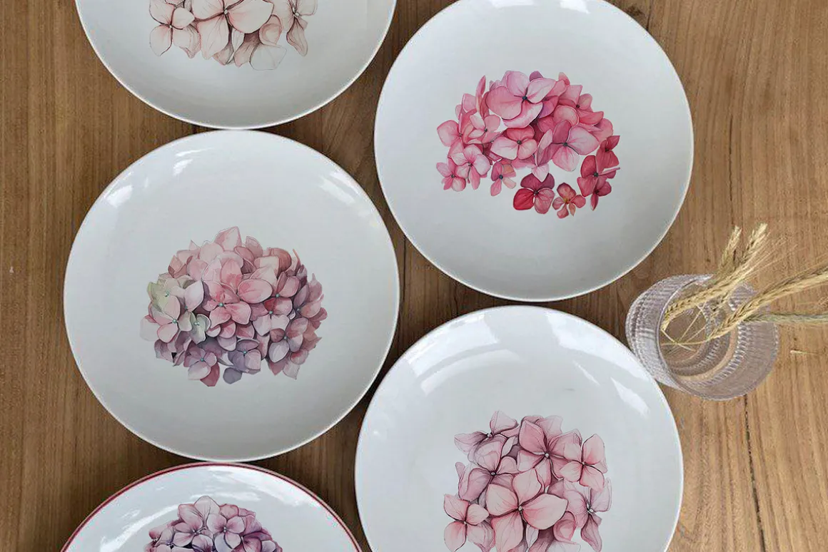 Hydrangea clipart, Watercolor floral