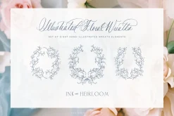 Illustrated Floral and Leafy Wreaths