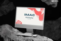 iMac Mockup On Dark Theme Rocks