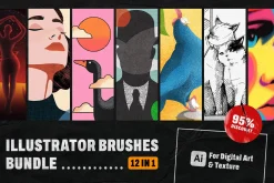 12-in-1 Illustrator Brushes Bundle