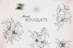 IN MY GARDEN line art florals