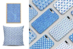 Indigo Blue Watercolor Dye Patterns