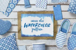 Indigo Blue Watercolor Dye Patterns