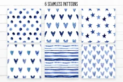 Indigo Blue Watercolor Patterns