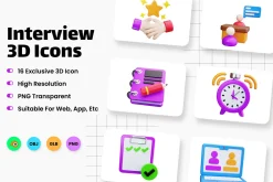 Interview 3D Icons