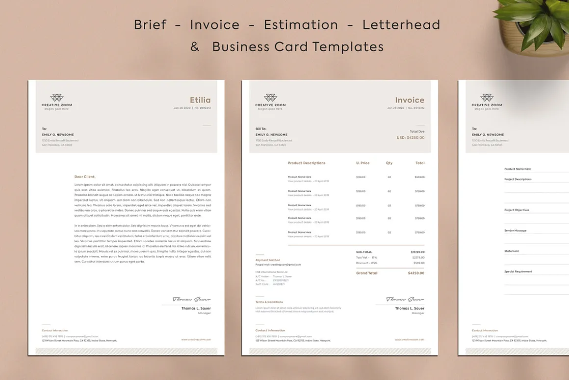 Invoice | Brif | Estimation