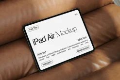 iPad Air on Brown Chair Mockup PSD