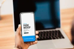 iPhone Mockup Laptop Desk