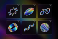 Iridescent Geometric 3D Shapes vol.3