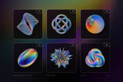 Iridescent Geometric 3D Shapes vol.3